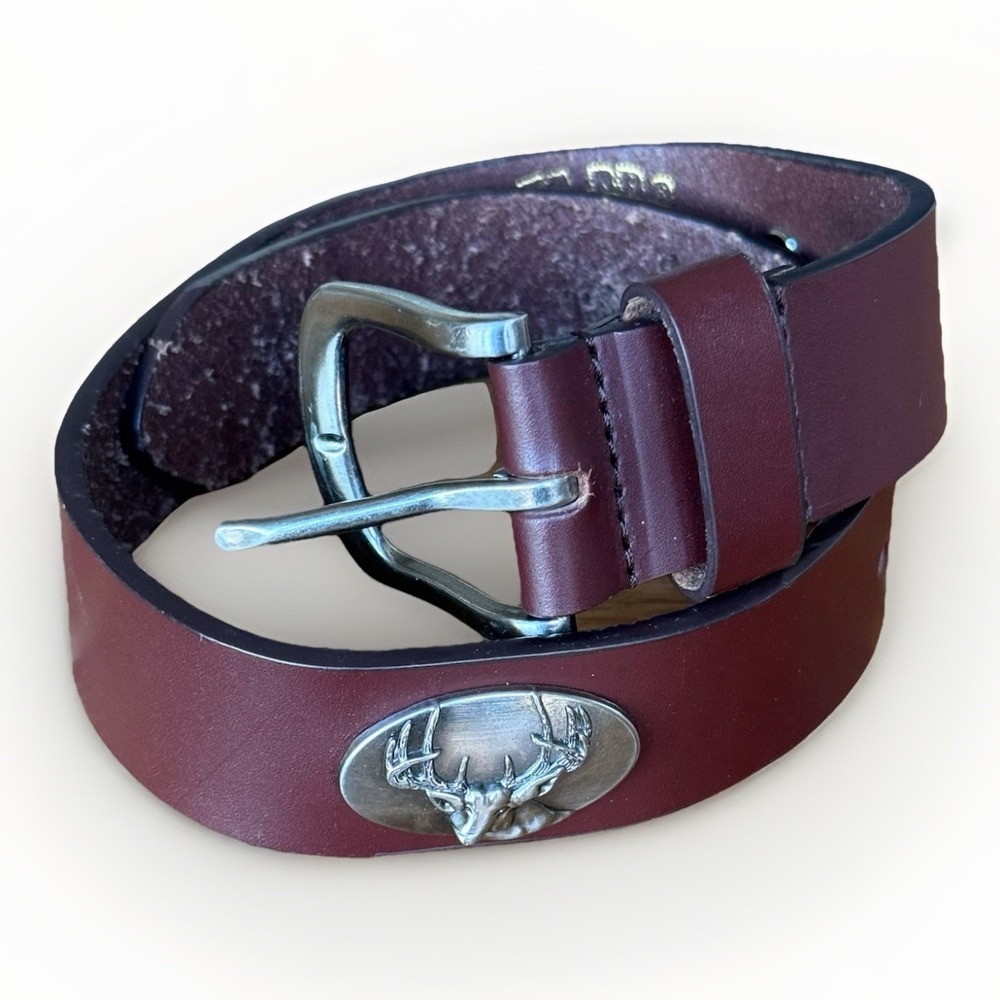 Zep-Pro Kid's Genuine Full Grain Leather Concho Belt Small Deer Southern Classic